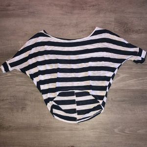 White and blue stripped crop top